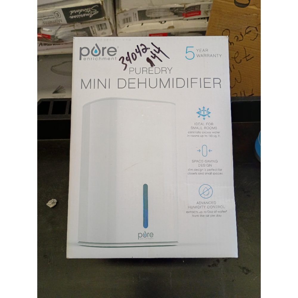 Pure Enrichment PureDry Mini Dehumidifier - 27oz Compact Water Tank Eliminates 300ml/day of Excess Moisture from Closets, Bathrooms, Boats, Kitchens, and Other Small Rooms and Living Spaces