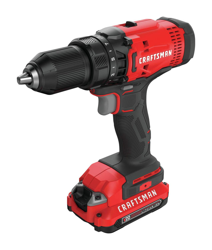 CRAFTSMAN V20 Cordless Drill/Driver Kit, 1/2 inch, Battery and Charger Included (CMCD700C1) Retail $99.00