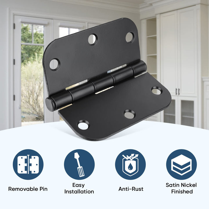 TICONN 18-Pack 3.5 Inch Door Hinges with Removable Pin, 3-1/2 x 3-1/2 Inch Iron Bifold Residential Doors Hardware (Square Corner, Polished Brass, 18 Pack)
