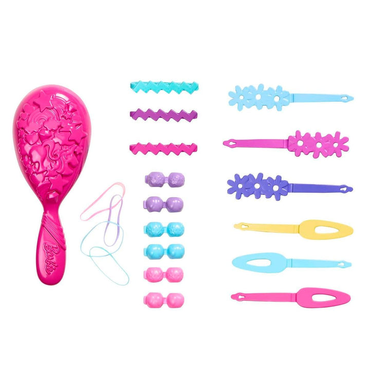 Barbie Doll Styling Head, Brown Hair with 20 Colorful Accessories, Doll Head for Hair Styling