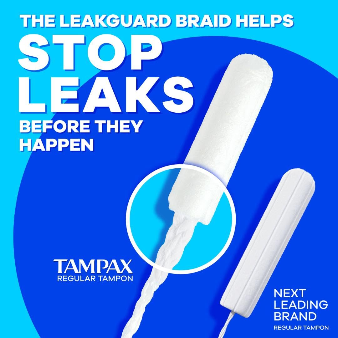 Tampax Pearl Tampons for Women, with LeakGuard Braid, Super Plus Absorbency, Unscented, 50 Count