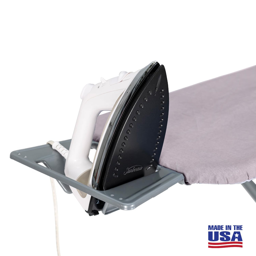 Ironing Board Full Size; Made in USA by Seymour Home Products (Light Grey). Includes Iron Rest, Cover & Pad | All-Steel Frame, 4 Heavy Duty Legs for Extra Support | Diamond Cut Mesh Top; Steam Flow Retail $39.99