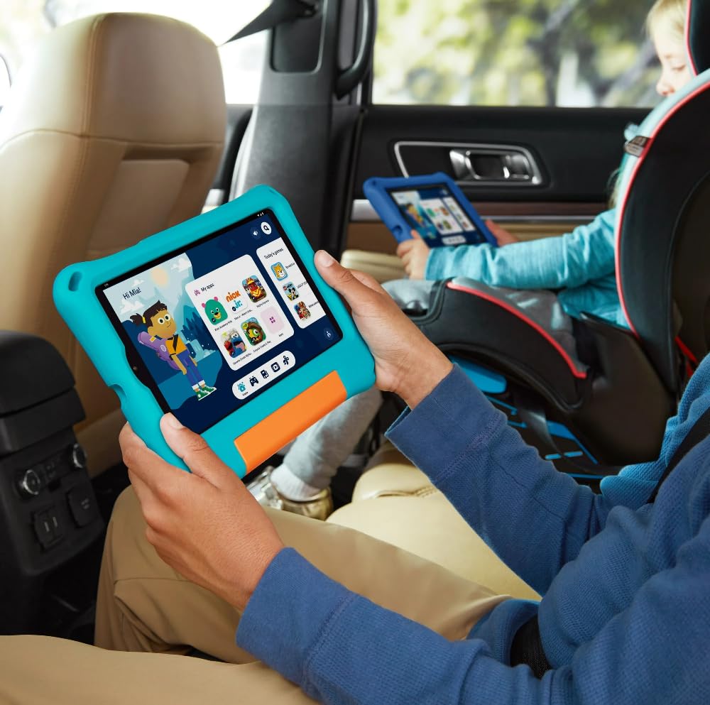 onn. 8" Kids Tablet, 1280 x 800 Resolution, 32GB, (2024 Model), Android 14 (Includes Aqua Rubberized Case with Kickstand) Retail $106.00