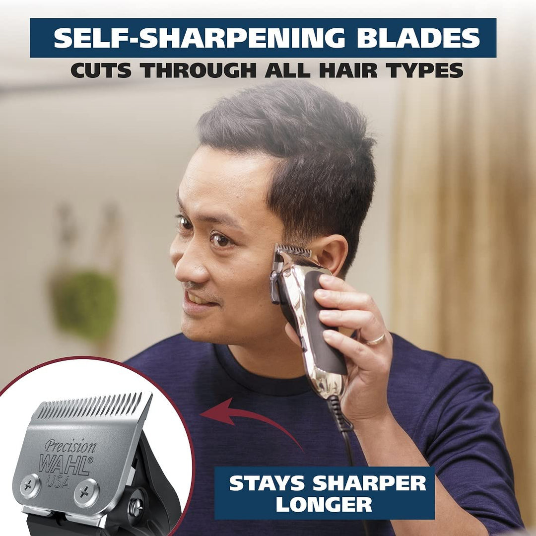 Wahl USA Chrome Pro Corded Clipper Complete Haircutting Kit for Men Ã¢â‚¬â€œ Powerful Total Hair Clipping, Beard Trimming, & Grooming - Model 3024635