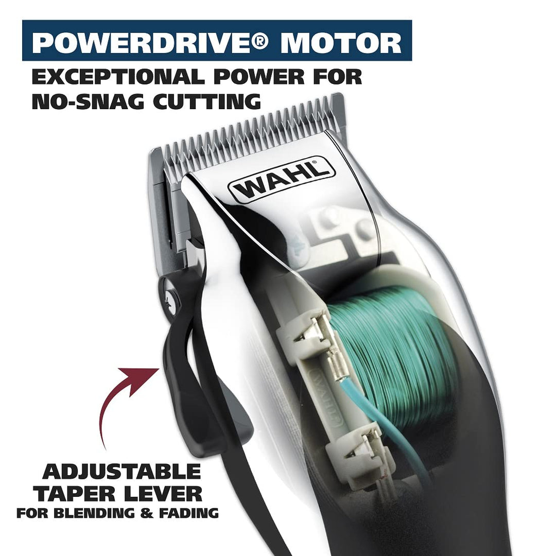 Wahl USA Chrome Pro Corded Clipper Complete Haircutting Kit for Men Ã¢â‚¬â€œ Powerful Total Hair Clipping, Beard Trimming, & Grooming - Model 3024635