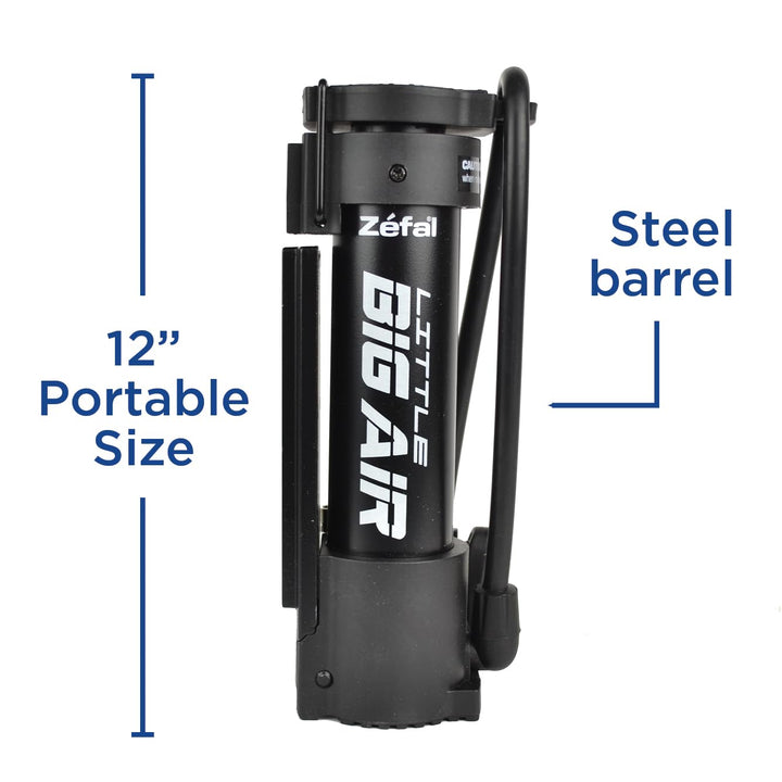 Zefal Little Big Air Universal Foot Floor Pump Ã¢â‚¬â€œ Portable, 80 PSI Bike Tire & Ball Pump Ã¢â‚¬â€œ Compact, Lightweight, Fits Schrader & Presta Valves, 1.15 lb