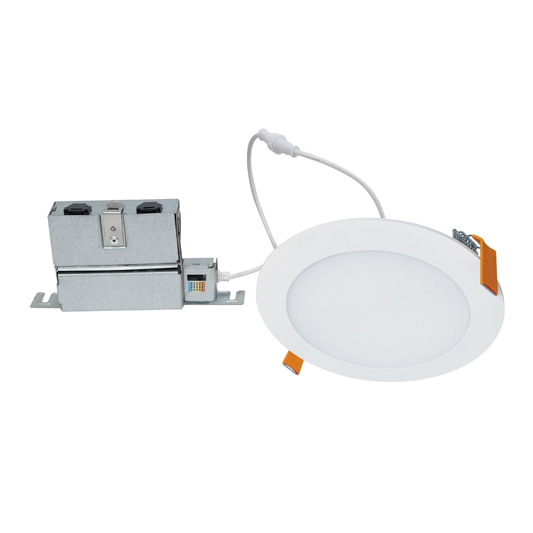 HALO HLBPH 6 inch Canless Recessed Downlight w/Remote Driver/Junction Box Integrated LED Kit Selectable 2700K, 3000K, 3500K, 4000K, 5000K CCT New Construction 6 inch White Retail $24.99