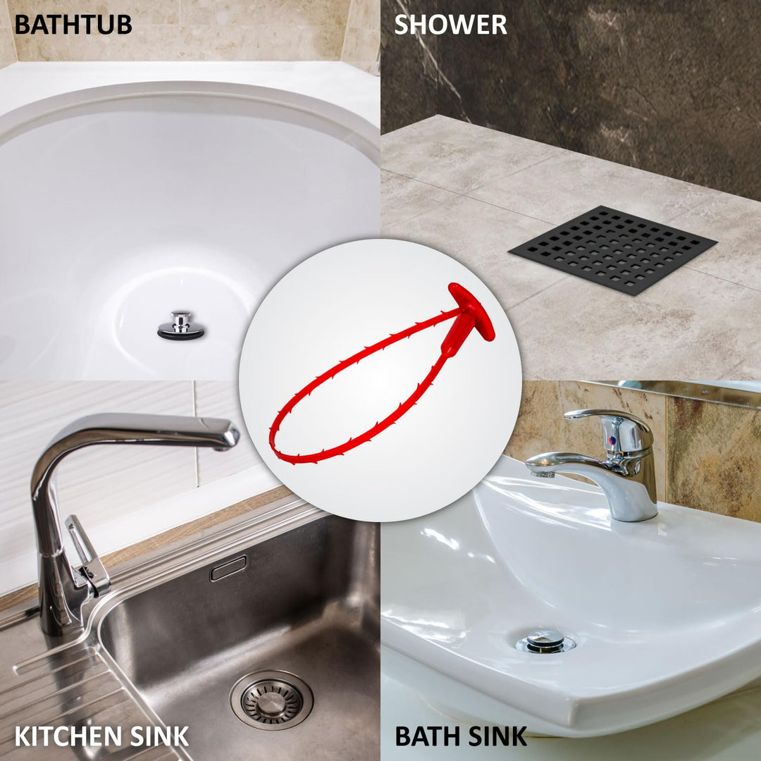 PF0412 24" Ergonomic Multipurpose Grabber Jewelry Retriever Pick-up Tool 22" Drain Clog Cleaner Auger Snake Hair Catcher for Kitchen/Bathroom Sink Tub Toilet