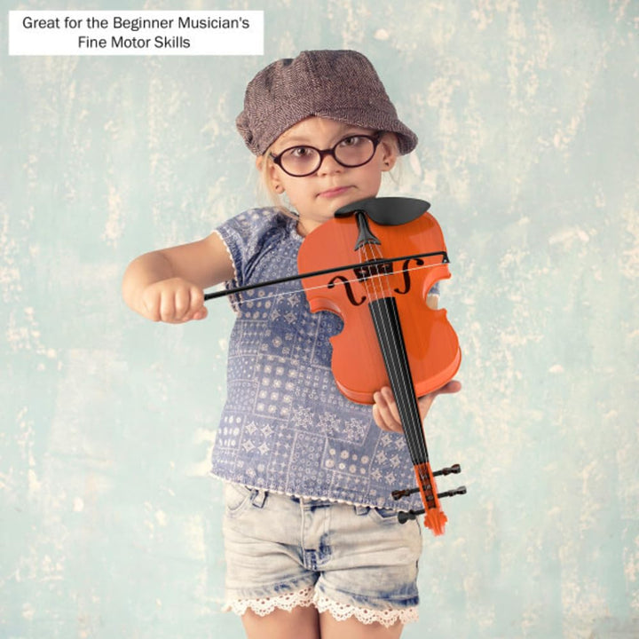 Kid's Toy Violin with Bow, 4 Adjustable Strings, and Musical Sounds - 18-Inch Realistic Instrument for Learning Classical Music by Hey Play (Brown) Retail $24.99