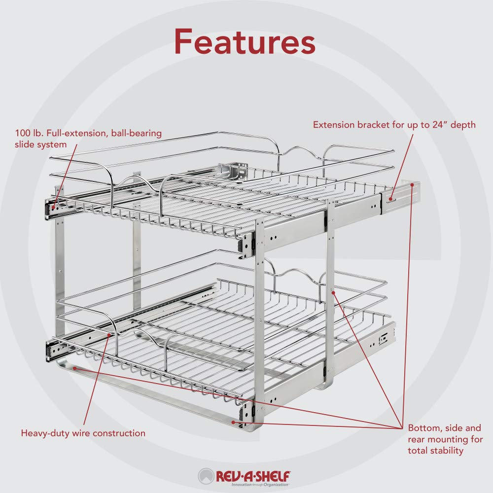 21 in x 22 in Two-Tier Pull-Out Baskets Retail $149.99
