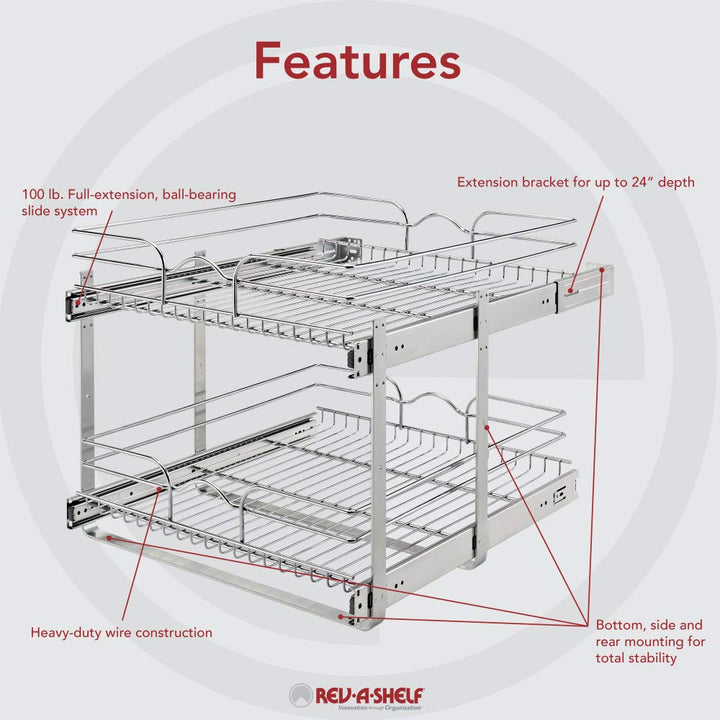 21 in x 22 in Two-Tier Pull-Out Baskets Retail $149.99