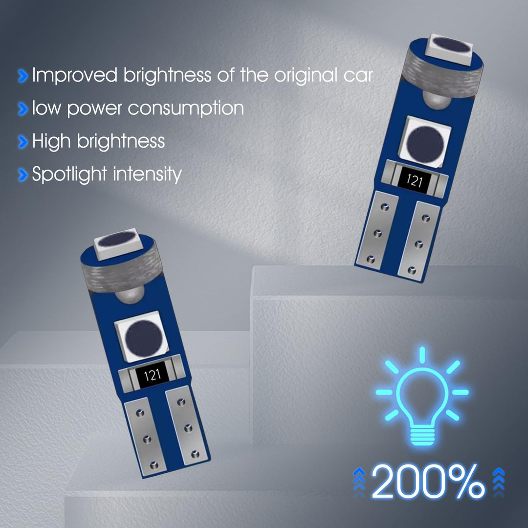 Jawmoy 10 PCS T5 Car LED Dash Lights, 6000K 100LM LED Bulbs, Car Interior Replacement Accessories, Universal for Most Cars, Trucks and Vans (Blue), JACD918BE-10PS