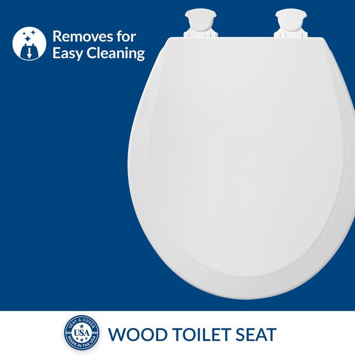 BEMIS 500EC 390 Toilet Seat with Easy Clean & Change Hinges, 1 Pack Round, Cotton White Retail $20.96