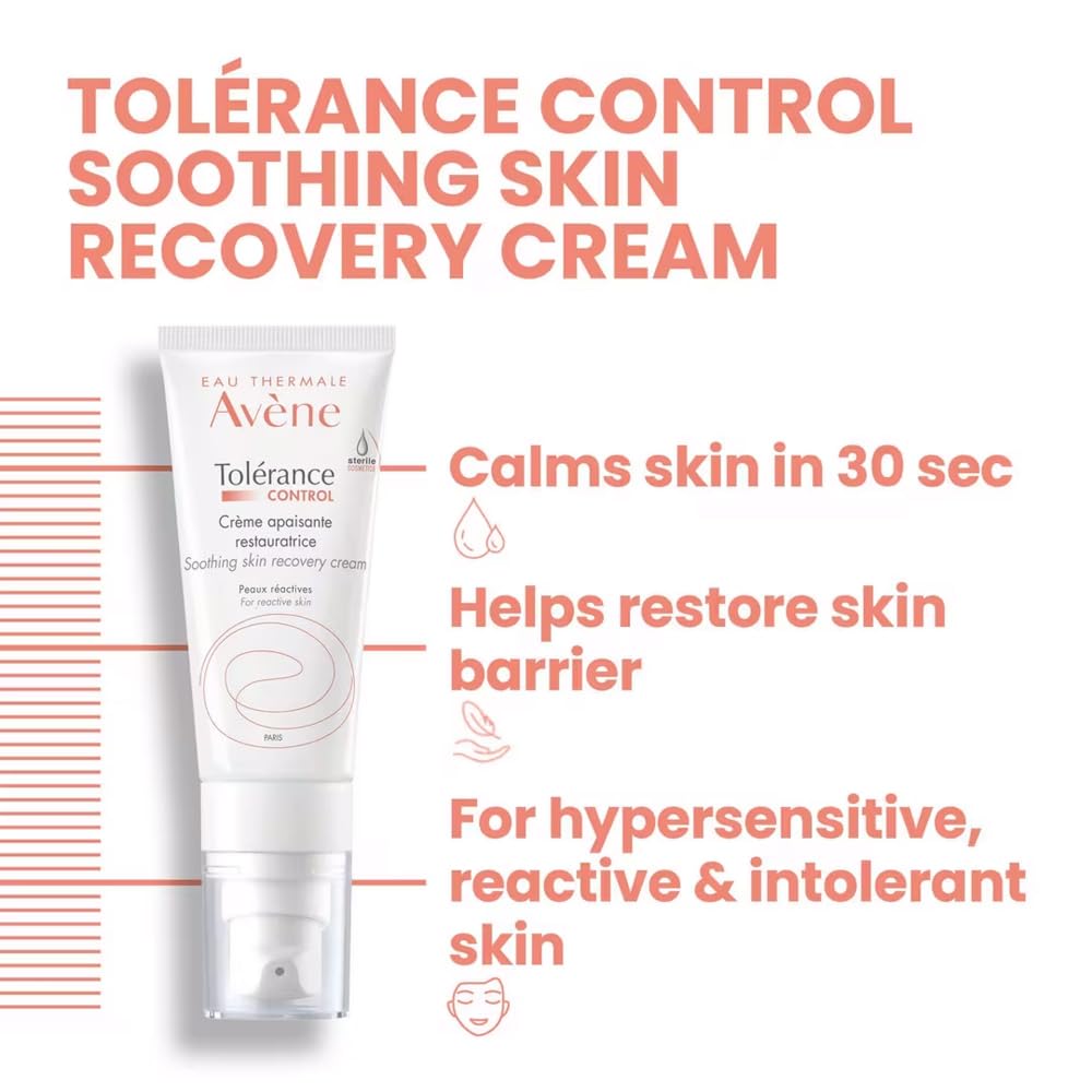 AvÃƒÂ¨ne Tolerance Control Soothing Skin Recovery Cream, for Hypersensitive Dry Skin, Restores Skin Barrier, Calms sensations of skin discomfort, Sterile Pump, Face Moisturizer, Fragrance-Free 1.3 Fl Oz