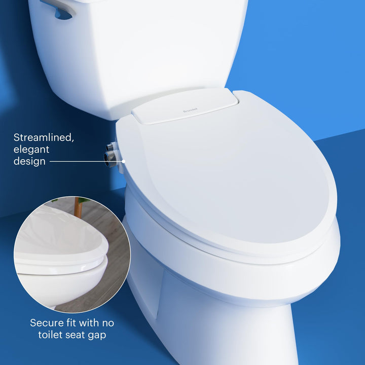 Brondell Bidet Toilet Seat Non-Electric Swash Ecoseat, Fits Elongated Toilets, White - Dual Nozzle System, Ambient Water Temperature - Bidet with Easy Installation Retail $89.99