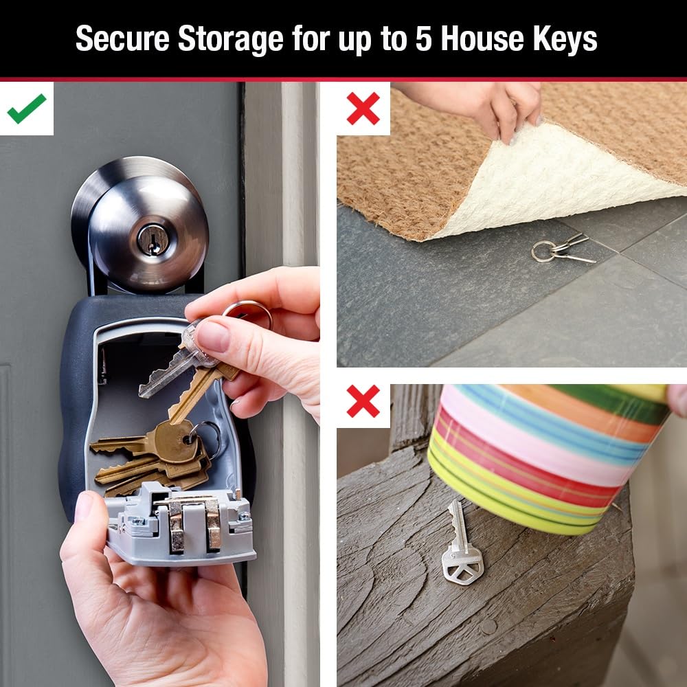 Master Lock Key Lock Box, Outdoor Lock Box for House Keys, Portable Combination Lockbox Resettable Code, 5400EC, Black Retail $31.99