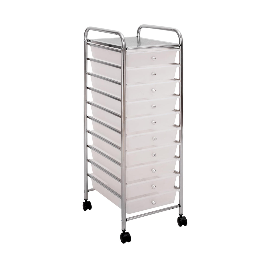 Seville Classics Rolling Utility Organizer Storage Cart, for Home Office, School, Classroom, Scrapbook, Hobby, Craft, 10 Drawer, Frost White Retail $49.99