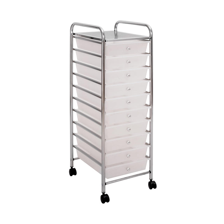 Seville Classics Rolling Utility Organizer Storage Cart, for Home Office, School, Classroom, Scrapbook, Hobby, Craft, 10 Drawer, Frost White Retail $49.99