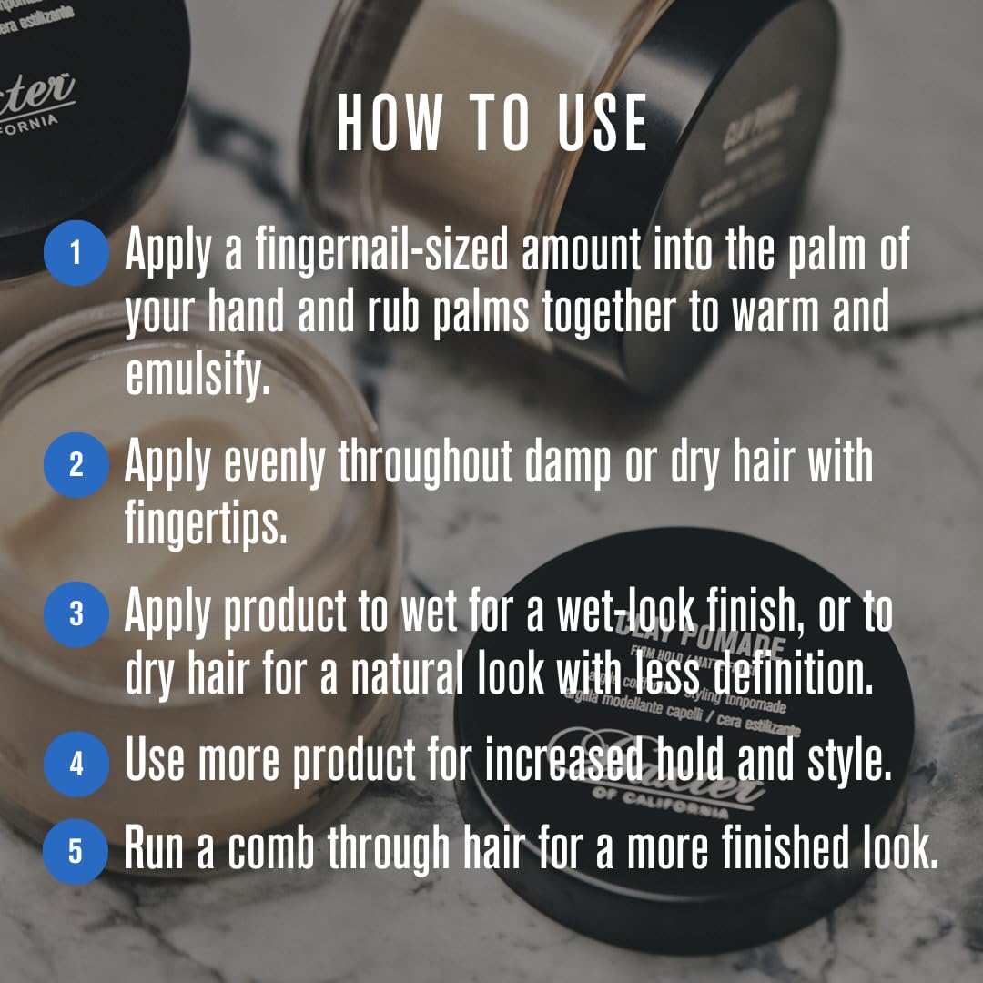 Baxter of California Clay Pomade | Firm Hold / Matte Finish | Hair Pomade for Men and Women | Perfect for Texturizing Straight or Wavy Hair | 2 Ounces