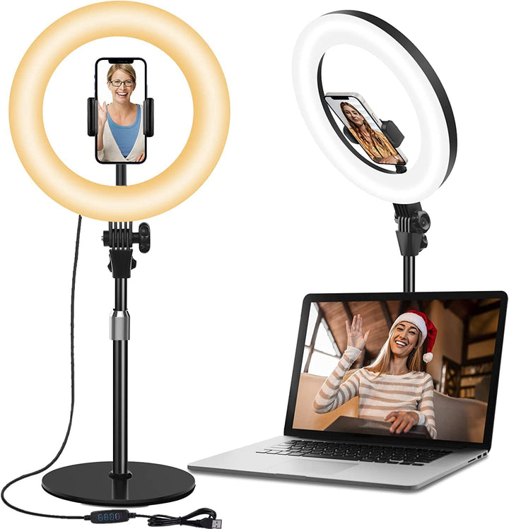 Generic Selfie Series 10" LED Ring Light with Stand, USB Cable, Constant Illumination, Adjustable Brightness & Color Temperature Retail $14.99