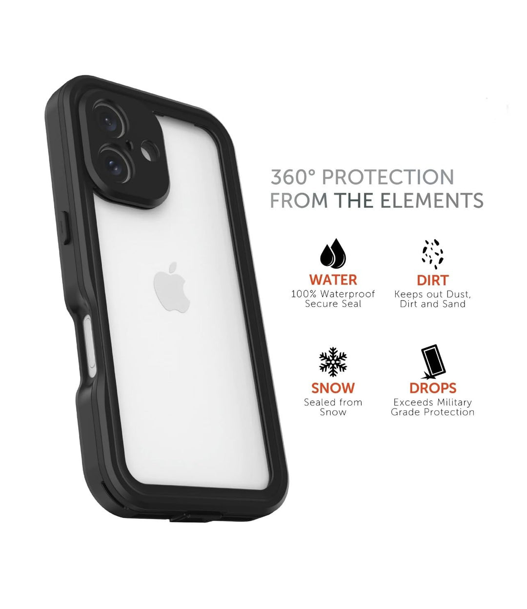 Body Glove Tidal Waterproof Phone Case for iPhone 16 - Black/Clear Retail $22.88