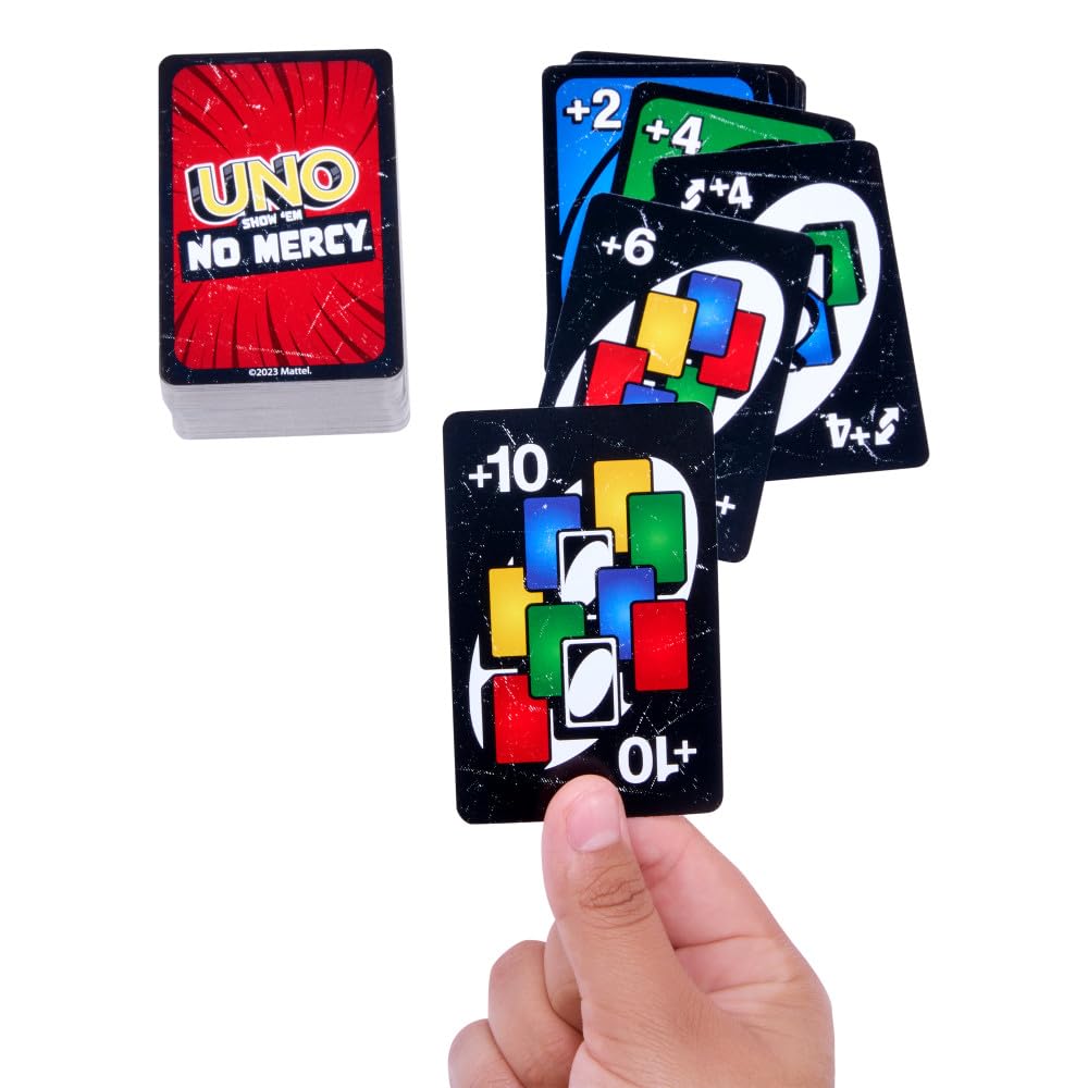 Mattel Games UNO Show Ã¢â‚¬Ëœem No Mercy Card Game for Kids, Adults & Family Parties & Travel with Extra Cards, Special Rules & Tougher Penalties