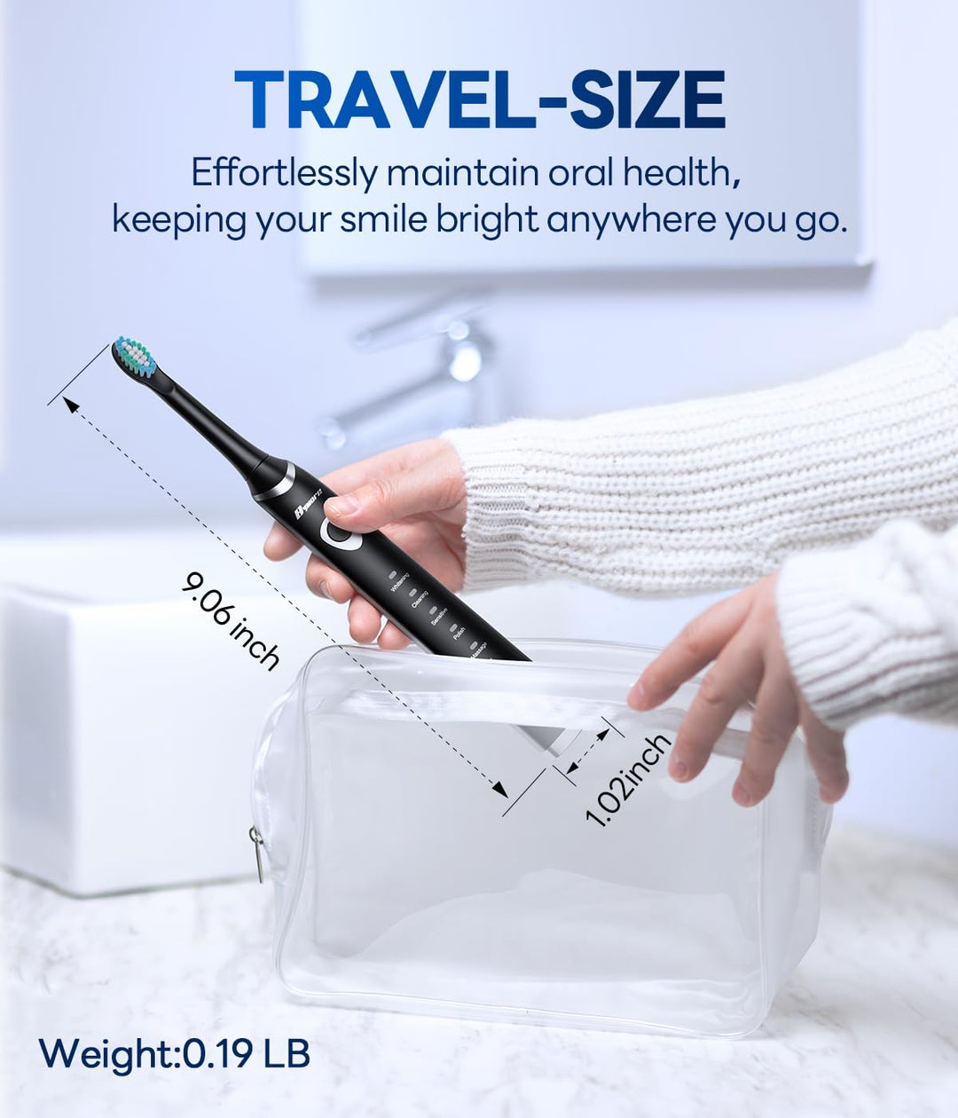 Bymore Electric Toothbrush for Adults, Sonic Rechargeable Toothbrush with 8 Brush Heads, 330-Day Battery, 5 Cleaning Modes & 2-Min Timer, Travel-Friendly Ultra Clean Design Ã¢â‚¬â€œ Black