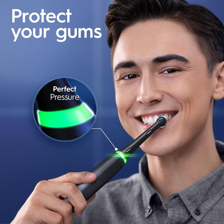 Oral-B Rechargeable Electric Toothbrush, iO6 Connected Coach, 5 Cleaning Modes, Visual Pressure Sensor to Protect Gums, Interactive Display, Travel Case, Gray Opal Retail $119.94