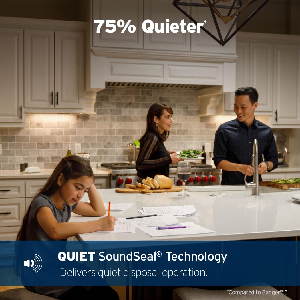 InSinkErator EVOLUTION 0.75HP 3/4 HP, Advanced Series EZ Connect Continuous Feed Food Waste Garbage Disposal, Gray