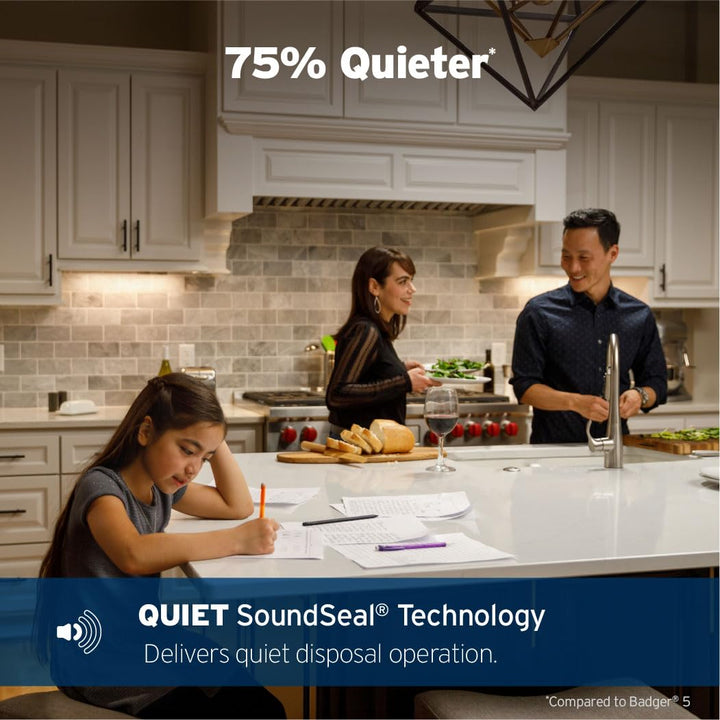 InSinkErator EVOLUTION 0.75HP 3/4 HP, Advanced Series EZ Connect Continuous Feed Food Waste Garbage Disposal, Gray