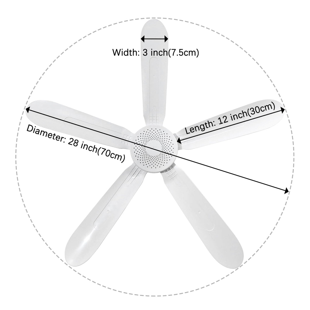 Mengnessly 28" Inch Ceiling Fan AC 110V/DC 12V Indoor Outdoor Gazebo Electric Fans for Tent with Remote Control Portable Hanging Plug in No Light White Bedroom Porch Quiet Small Room RV Garage Dorm Retail $49.80