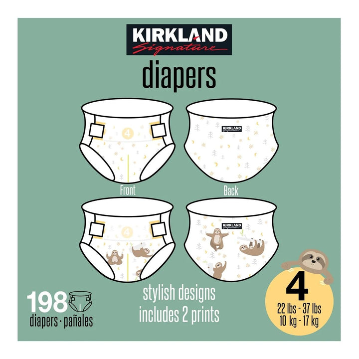 Kirkland Signature Diapers, Size 4 (22-37 Pounds), 198 Count Retail $69.99