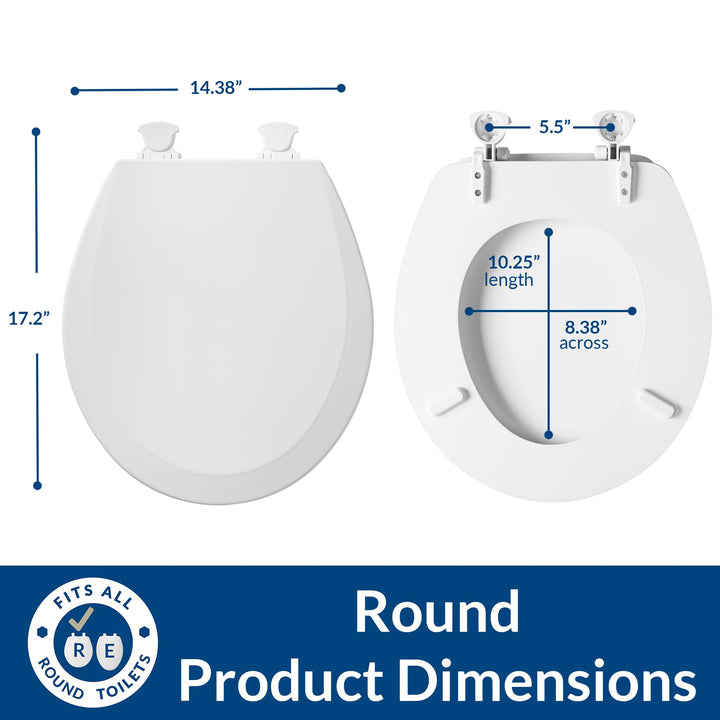 BEMIS 500EC 390 Toilet Seat with Easy Clean & Change Hinges, 1 Pack Round, Cotton White Retail $20.96