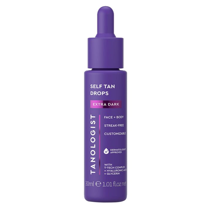 Tanologist Extra Dark Self Tan Drops, Streak-Free Body & Face Tanning Drops, No Fake Tan Smell, For Moisturizer & Lotion, Bronzing Face Tanner, Skincare Ingredients, Vegan, 1.01 fl. oz/30 ml Bottle