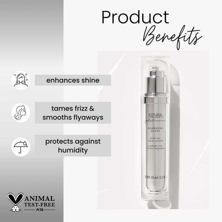 Kenra Professional Platinum Silkening Gloss | Brilliant Shine Polish | Medium To Coarse Hair | 2.26 fl. Oz Retail $29.00