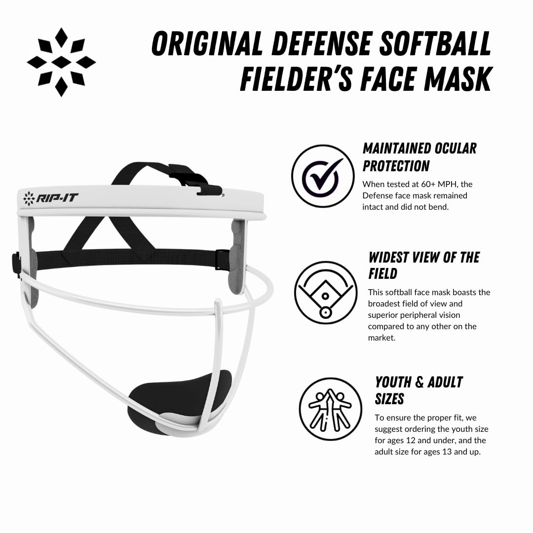 RIP-IT Women's/Girls Defense Softball Fielder's Face Mask | Youth | Scarlet Retail $23.99