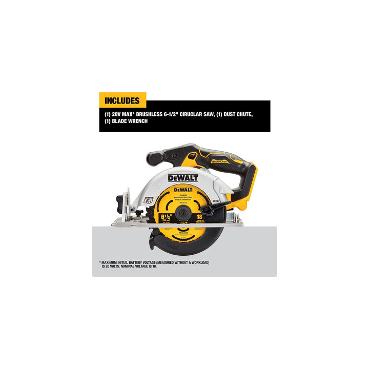 DEWALT 20V MAX* 6-1/2 in. Brushless Cordless Circular Saw, Tool Only (DCS565B) Retail $219.00