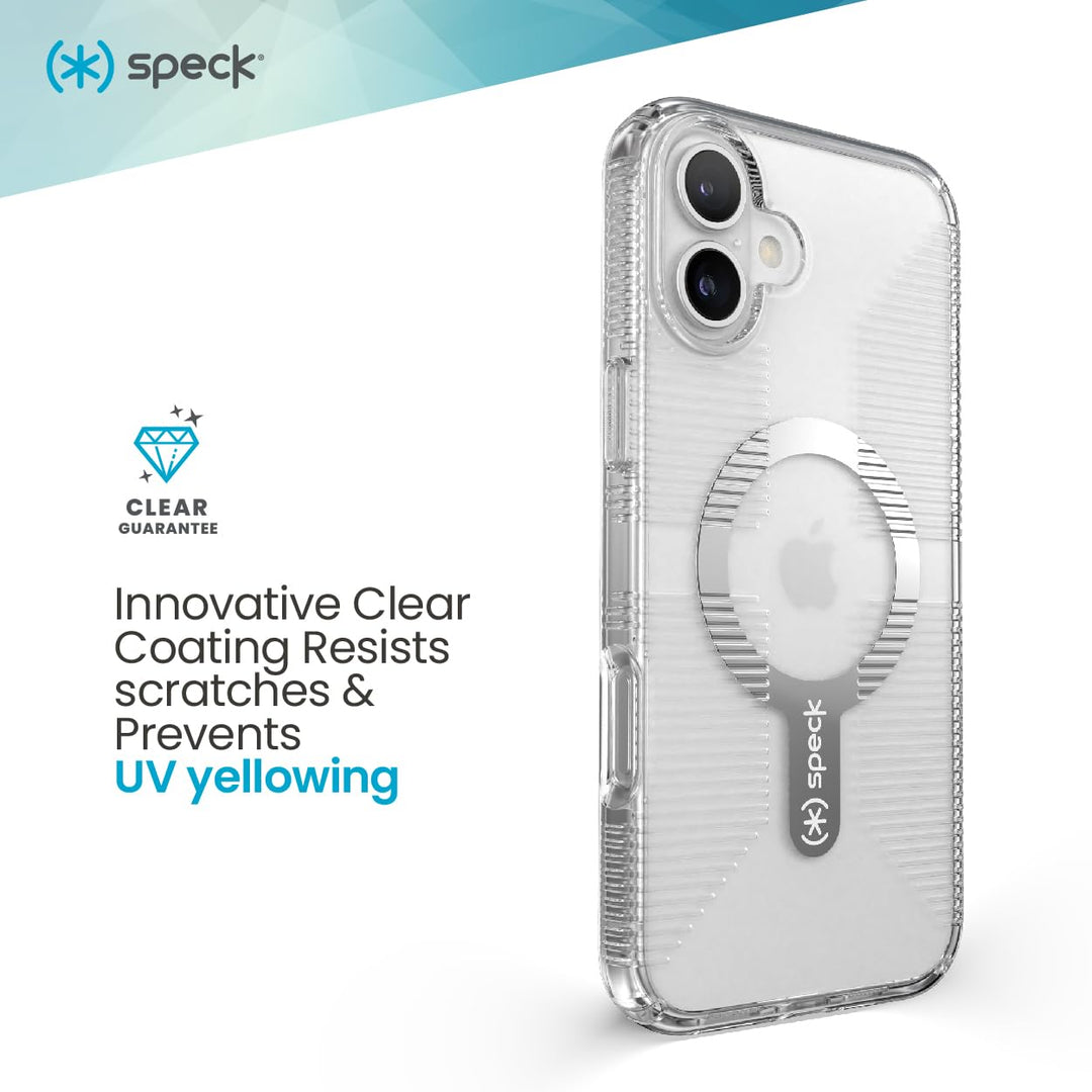 Speck Clear iPhone 16 Plus Case - Slim Phone Case iPhone 16 Plus - iPhone 16 Plus Phone Case - MagSafe - GemShell - Crystal Clear Retail $39.95