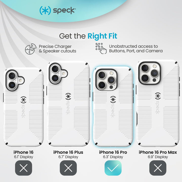 Speck CandyShell Grip Case - iPhone 16 Pro Slim MagSafe - White/Black Retail $39.95