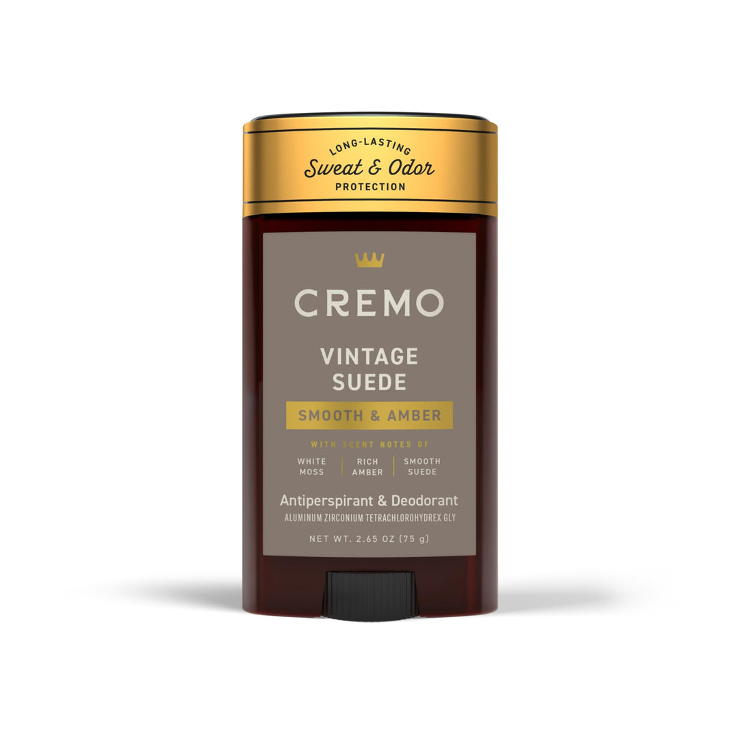 Cremo Vintage Suede Antiperspirant & Deodorant for Men, 48-hour Sweat and Odor Protection, 2.65oz