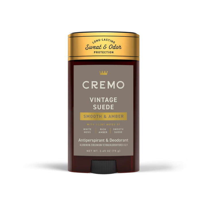 Cremo Vintage Suede Antiperspirant & Deodorant for Men, 48-hour Sweat and Odor Protection, 2.65oz