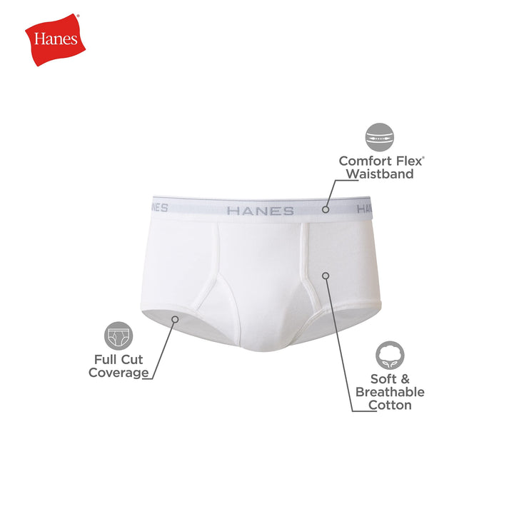 Hanes Mens Moisture-wicking Cotton Briefs, Available In White And Black, Multi-packs, White - 6 Pack, Large US Retail $11.98