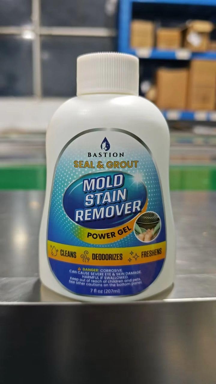 Bastion Mold Stain Remover Power Gel Cleaner Heavy Duty Cleaning Solution for Front Loader Washing Machine Seal, Bathroom Grout, Shower, Caulk (7 fl oz) Retail $14.95