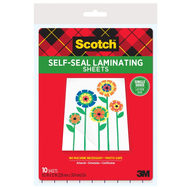 Scotch Self-Seal Single-Sided Laminating Sheets, Letter Size 9 in x 12 in, 10-Pack Retail $8.79