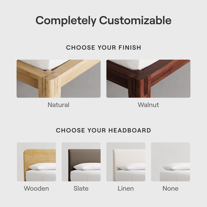 Nectar Bamboo Platform Bed Frame - King - Walnut - Floating Center Support Legs - 12” Height - Easy Tool Free Set Up - Contemporary and Durable - Sturdy Wooden Support Slats - Holds Up to 800 Pounds Retail $499.00