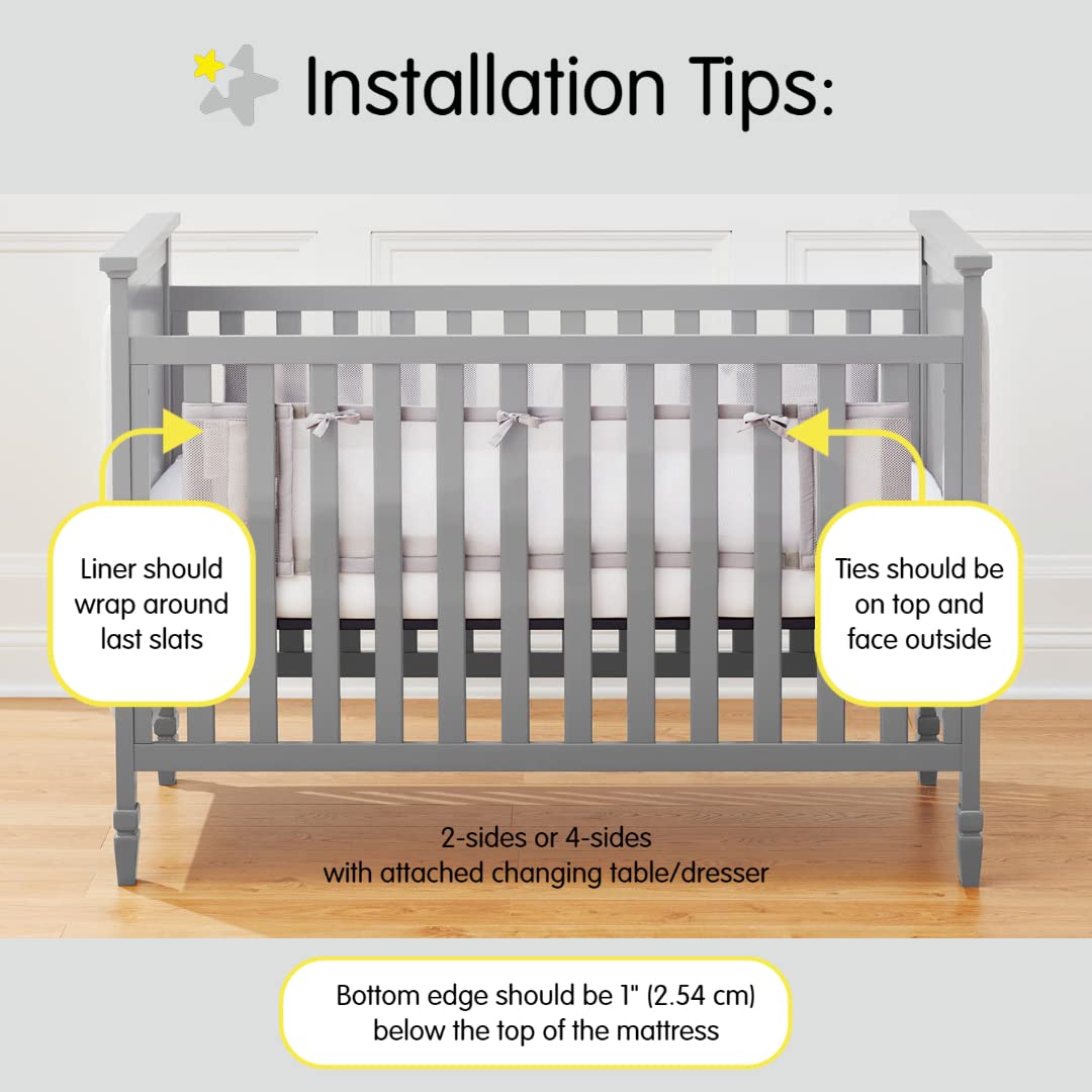 Halo Breathable Mesh Liner for Full-Size Cribs, Classic 3mm Mesh, White (Size 2FS Covers 2 Sides) Retail $37.99