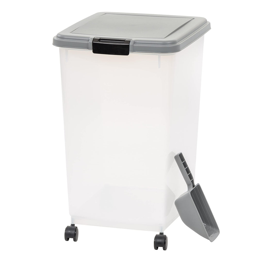 Amazon Basics Airtight Dog Food Storage Container with Scoop and Wheels, 69 QT, Gray Retail $34.99