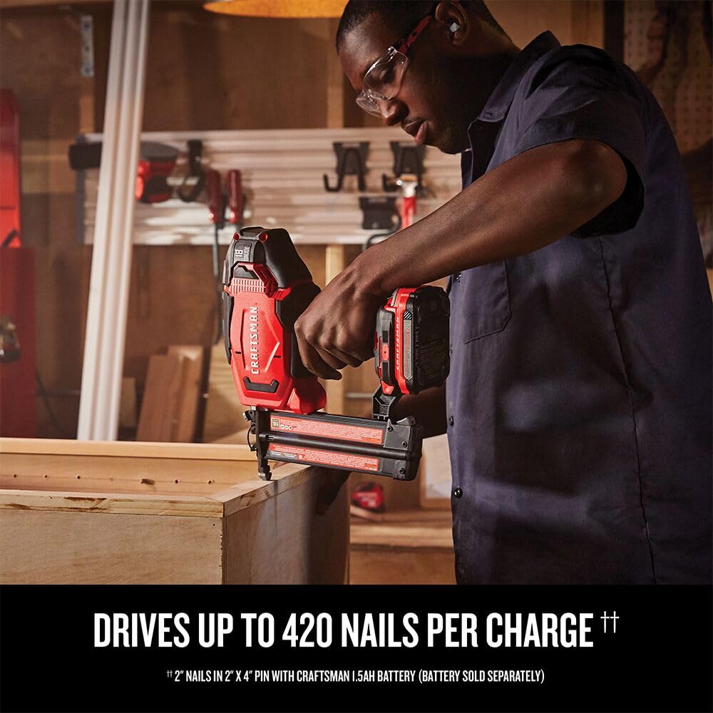 CRAFTSMAN V20 Brad Nailer, 18GA, Cordless, Bare Tool Only (CMCN618B) Retail $134.00