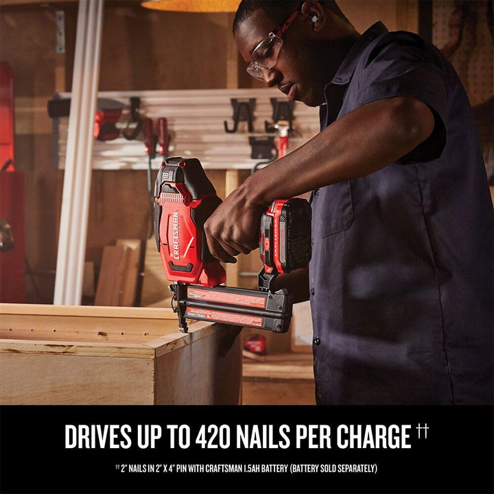 CRAFTSMAN V20 Brad Nailer, 18GA, Cordless, Bare Tool Only (CMCN618B) Retail $134.00