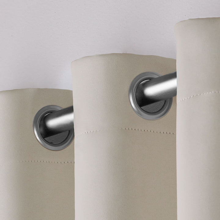 EXCLUSIVE HOME Sateen Twill Woven Room Darkening Blackout Grommet Top Curtain Panel Pair, 52"x96", Linen Retail $20.98